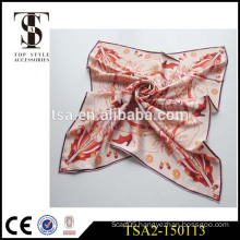 16mm twill silk scarf 90x90 high-heeled shoes pattern chinese silk satin scarves